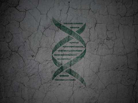 Medicine concept: DNA on grunge wall background