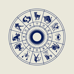 Horoscope wheel of zodiac signs - obrazy, fototapety, plakaty
