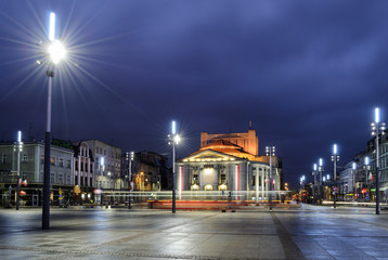 Fototapeta na wymiar Wyspianski Theatre on the central square of the Katowice, and th