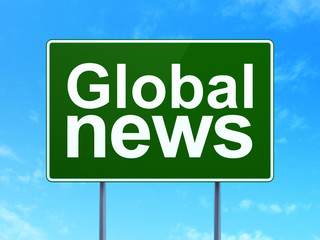 News concept: Global News on road sign background