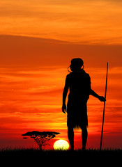 African man at sunset