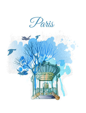 watercolor vector background of Paris- Metro