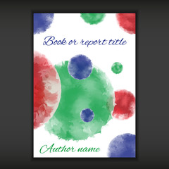 Watercolor book or report template cover