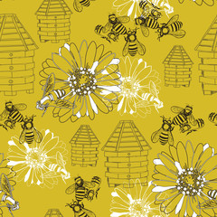 Materiał do szycia seamless pattern honey