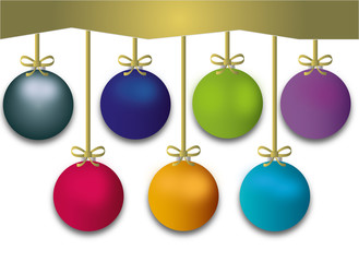 Décorations de Noël suspendus, or, isolé, fond, boules, étoiles  