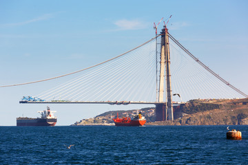 Naklejka premium The construction of the third bridge on Bosporus,Istanbul