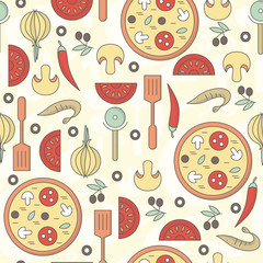 Seamless pattern  with pizza.