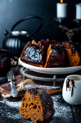 cake with jam and chocolate