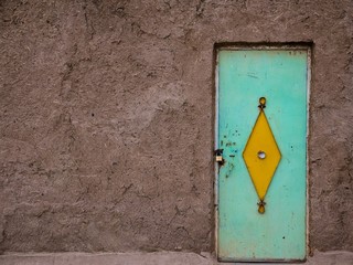 colorful moroccan door in a kasbah