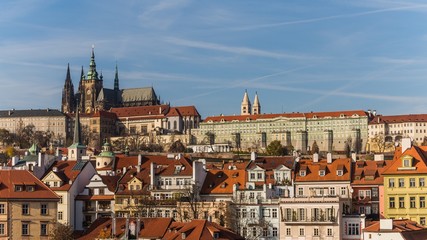 View over the old town of prague and the castle