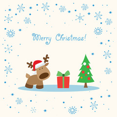 Reindeer white Christmas card