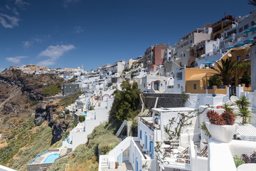 Fototapeta premium Santorini island landscape of famous Fira village, Greece