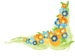 Floral frame corner border colorful flowers ornamental decoration