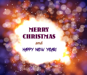 Christmas greeting background with bokeh and lights