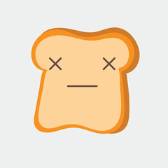 Isolated happy smile point finger Slice of bread cartoon