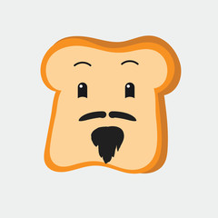 Isolated happy smile point finger Slice of bread cartoon