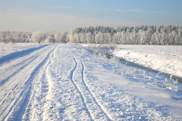 Fototapeta na wymiar Rural winter road