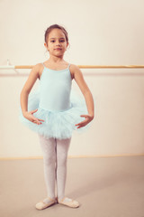 Little ballerina girl posing in ballet studio © johoo