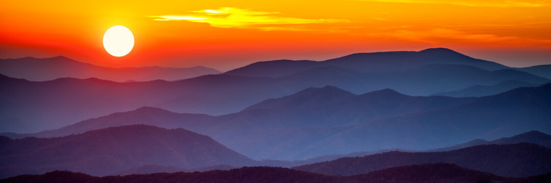 Fototapeta Zachód słońca Smoky Mountain