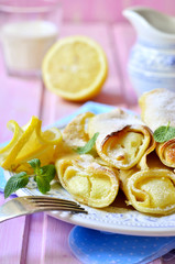 Pancake baked with curd  lemon filling.