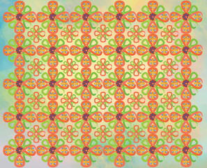 Decorative ornamental vintage floral crosses pattern background