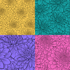 set of beautiful seamless pattern with flowers.