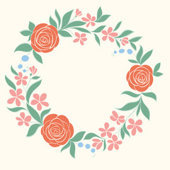 Beautiful Floral circular frame. Hand-drawn background for greeting card and invitations