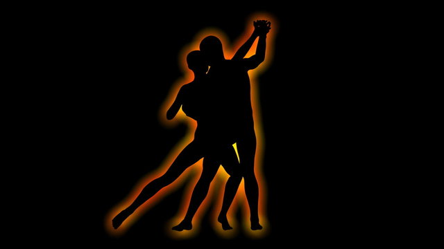 Silhouette of dancing couple rotating loop able