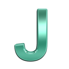 One letter from shiny turquoise alphabet set, isolated on white. Computer generated 3D photo rendering.