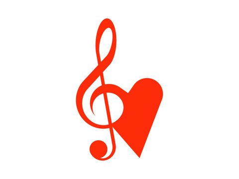 Combined Symbols Of The Treble Clef And Heart