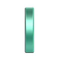 One letter from shiny turquoise alphabet set, isolated on white. Computer generated 3D photo rendering.