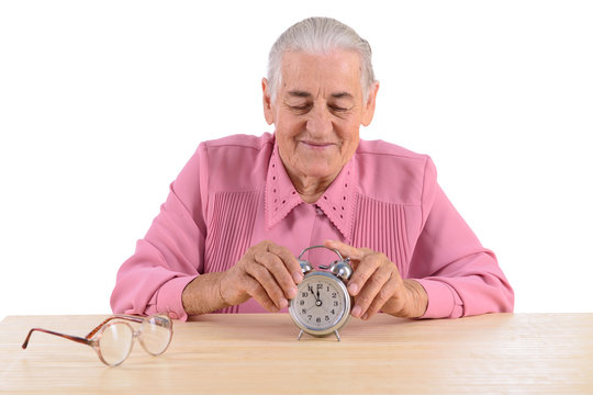 Old Woman With Clock