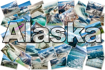 Naadloos Fotobehang Airtex Gletsjers Collage van Alaska-gletsjers