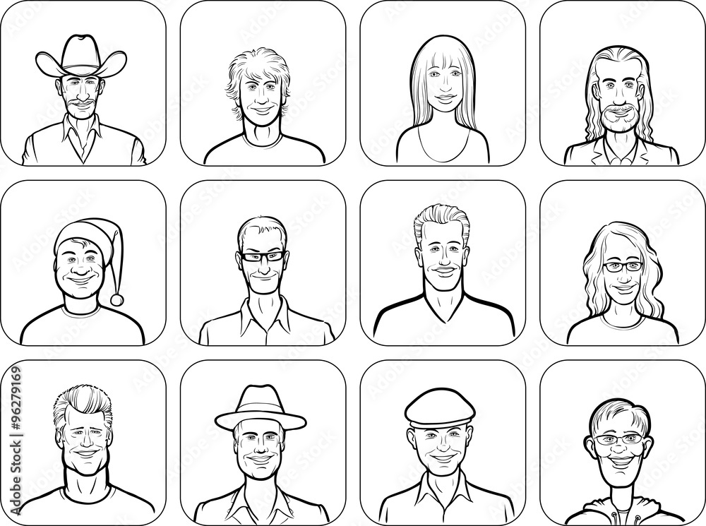 Wall mural outline vector illustration of diverse business people - Wall murals