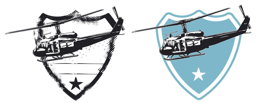 air force vintage shield with helicopter