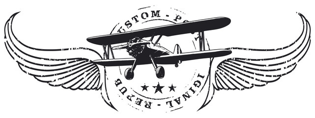 army air force seal shield with old plane and wings