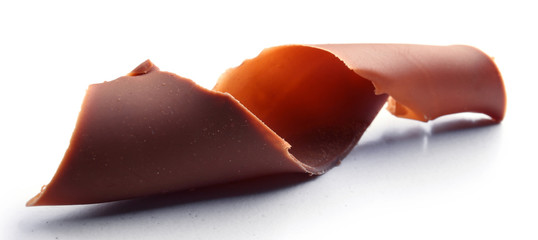 Chocolate curl isolated on white