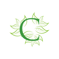 letter leaf green logo icon