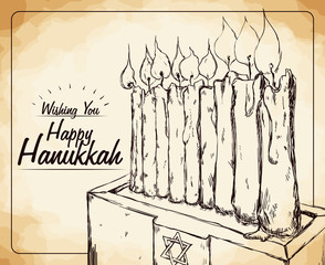 Hannuka Candles in Hand Drawn Style, Vector Illustration