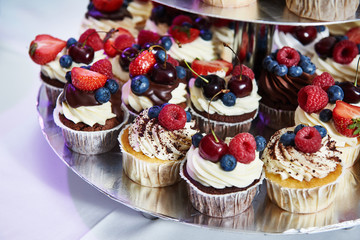 Wedding cakes with berries