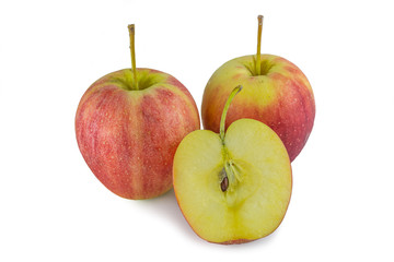 Apples  with slice on a white background