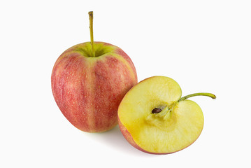 Apple  with slice on a white background