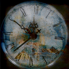 Grunge background with old watch. Time