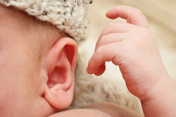 Detail of newborn baby ear