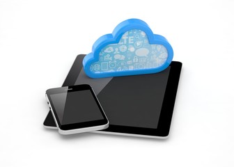 tablet pc, smart phone and cloud