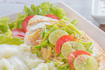 Steamed sea bass with lemon