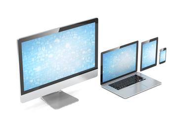 Fototapeta premium Ultimate web design, laptop, smartphone, tablet, computer, display