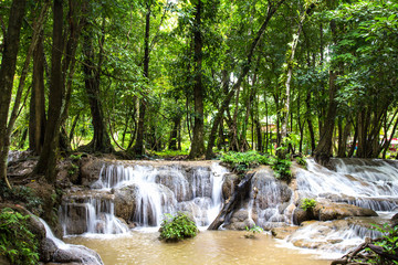 Keingkravia waterfall at sangkhlaburi, Kanjanaburi. Thailand