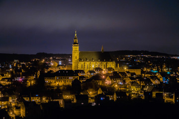 Bergstadt Schneeberg am Abend