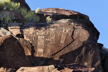 Petroglyphs of anthropomorphic figures, Coso Rock Art District near Ridgecrest, CA